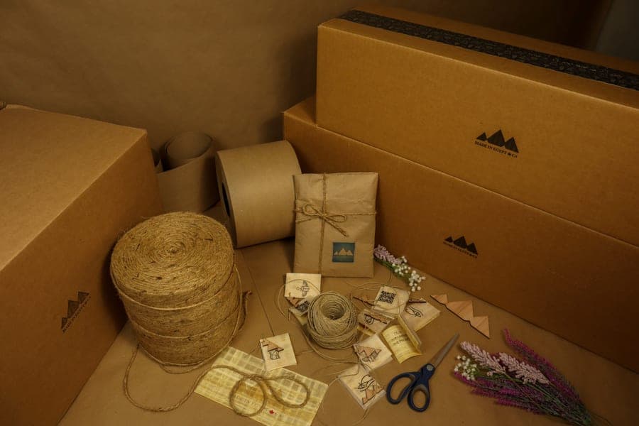A gift wrapped in kraft paper and twine