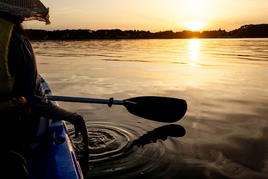 A kayak on calm open water